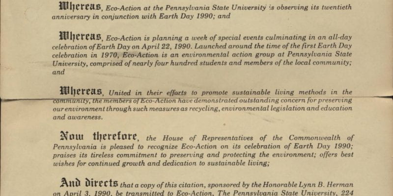 Citation from the Commonwealth of Pennsylvania House of Representatives