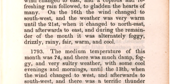 August 1793 entry from A Meteorological Account of the Weather in Philadelphia: from January 1, 1790, to January 1, 1847, including Fifty-Seven Years